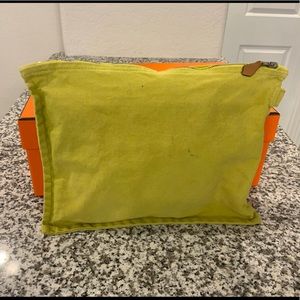 HERMES Lime Green Bora Flat Cotton Canvas Zip Pouch